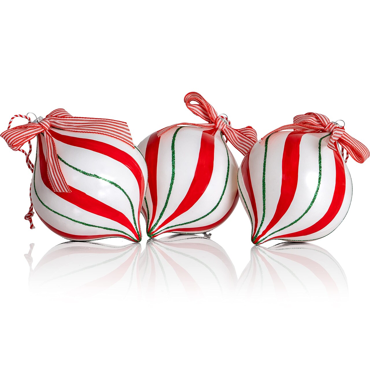 Ornativity Peppermint Candy Ornament Set – Christmas Candy Cane Shatterproof Candy Balls Hanging Ornaments for Indoor or Outdoor Christmas Tree – 1 Dozen